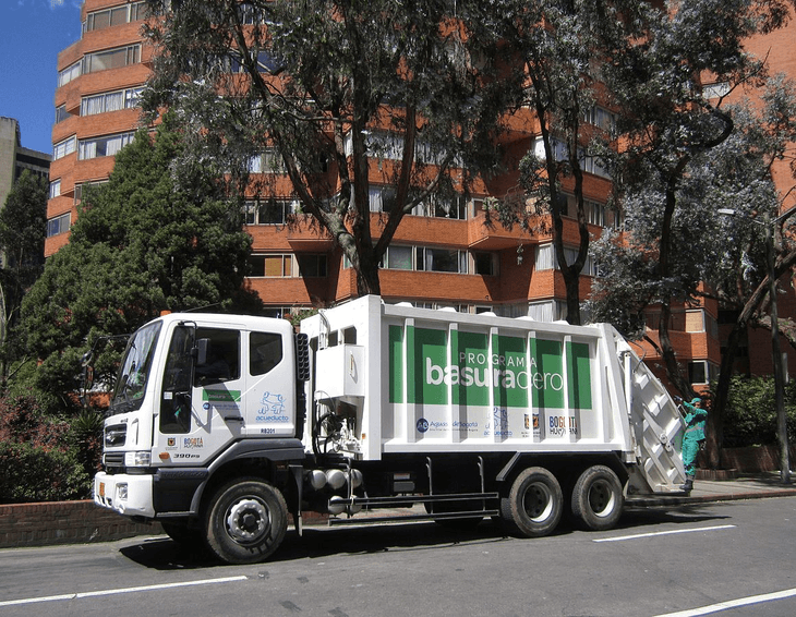 Trash truck in Bogotá