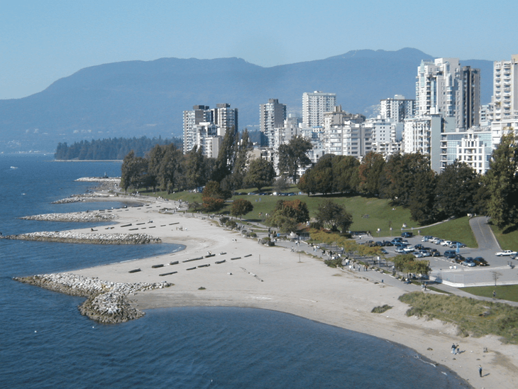 View of West End along the Vancouver coast and Beach Avenue