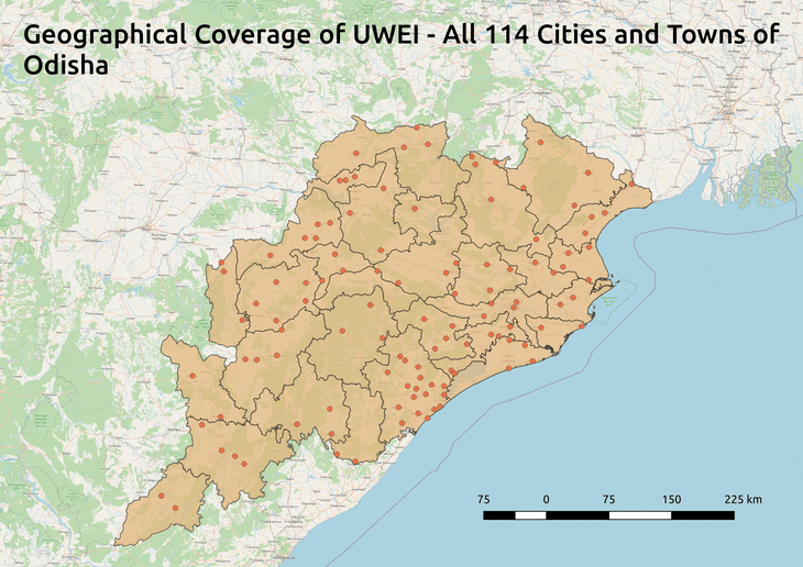 Map: geographical coverage of UWEI
